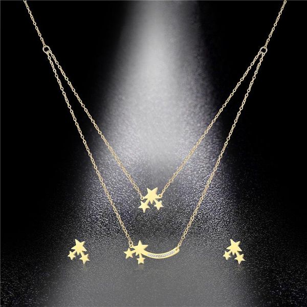stainless steel cute star pendant necklaces & stud earrings women double layer party wedding jewelry sets lovers valentine gift necklace, Silver
stainless steel cute star pendant necklaces & stud earrings women double layer party wedding jewelry sets lovers valentine gift necklace, Silver