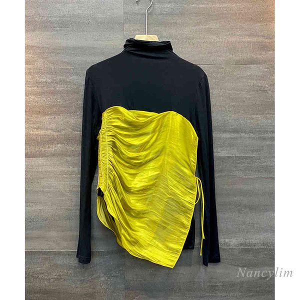 t shirt korean style long sleeve turtleneck t-shirt for women autumn female fashion design drawstring lace color contrast tee, White
t shirt korean style long sleeve turtleneck t-shirt for women autumn female fashion design drawstring lace color contrast tee, White