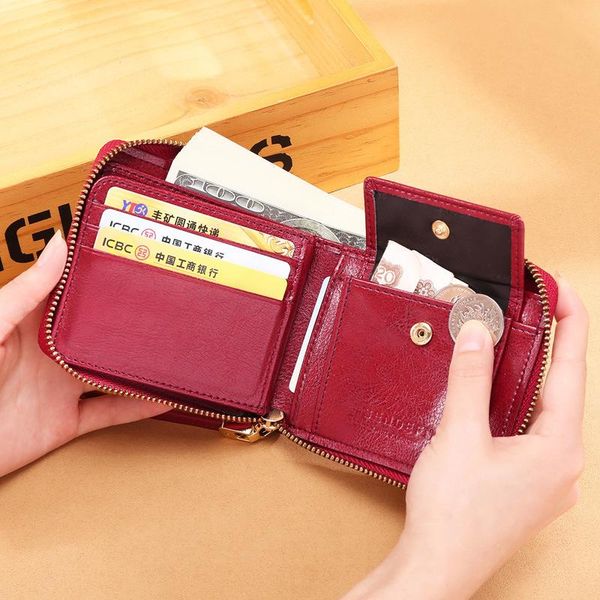 wallets women's wallet short leather 2021 zipper coin purse small card bag one package, Red;black
wallets women's wallet short leather 2021 zipper coin purse small card bag one package, Red;black