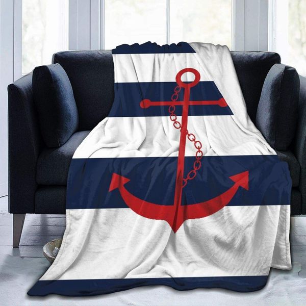 Personalized Custom Throw Blanket,Nautical Red Anchor Print On Navy Blue and White Stripe,Soft Comfortable Plush Blanket for
Personalized Custom Throw Blanket,Nautical Red Anchor Print On Navy Blue and White Stripe,Soft Comfortable Plush Blanket for