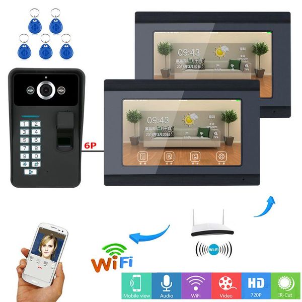video door phones 7inch 2 monitors wired / wireless wifi fingerprint rfid password phone doorbell intercom entry system
video door phones 7inch 2 monitors wired / wireless wifi fingerprint rfid password phone doorbell intercom entry system