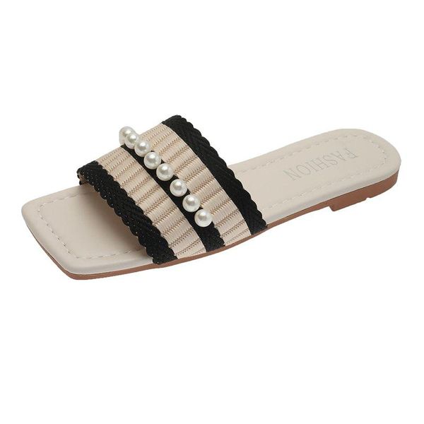 slippers women's color matching shoe upper pearl embellishment sweet open-toed flat bottom fashion all-match, Black
slippers women's color matching shoe upper pearl embellishment sweet open-toed flat bottom fashion all-match, Black