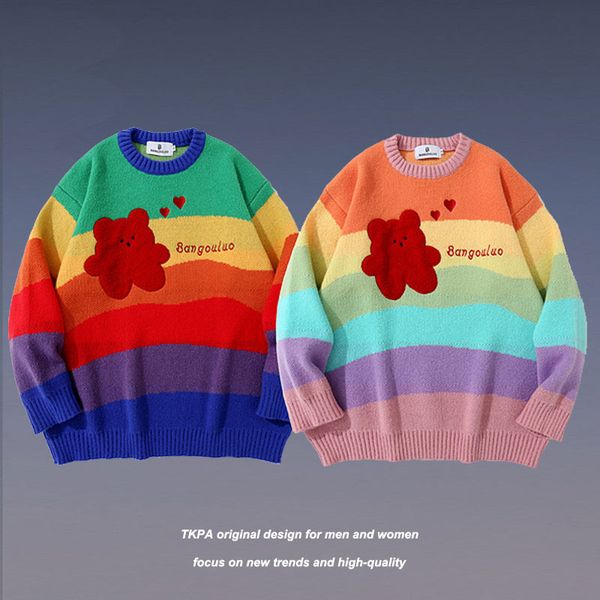 sweater knit tkpa guochao raiow stripe cartoon bear couple boys and girls yuansu ted jacket, White;black
sweater knit tkpa guochao raiow stripe cartoon bear couple boys and girls yuansu ted jacket, White;black