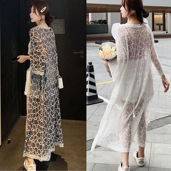 lace maxi dress open front elegant hollow out floral long sleeve holiday women cover up summer beachwear bikini wrap loose tunics, Black;gray
lace maxi dress open front elegant hollow out floral long sleeve holiday women cover up summer beachwear bikini wrap loose tunics, Black;gray