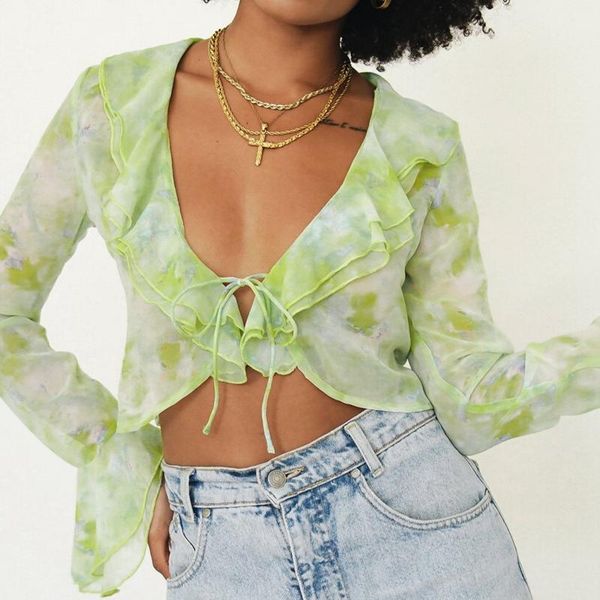women's t-shirt y2k aesthetic print tshirt ruffles bandage v-neck long sleeve crop women summer spring beach style t-shirts vacatio, White
women's t-shirt y2k aesthetic print tshirt ruffles bandage v-neck long sleeve crop women summer spring beach style t-shirts vacatio, White