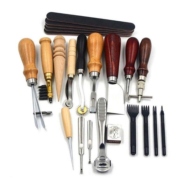 professional hand tool sets 18pcs leather craft tools kit stitching sewing carving work punch saddle leathercraft accessories for diy workin
professional hand tool sets 18pcs leather craft tools kit stitching sewing carving work punch saddle leathercraft accessories for diy workin