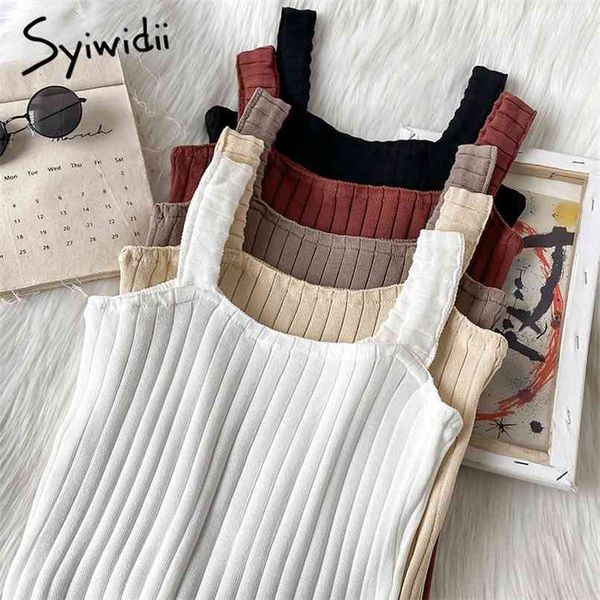 knitted screw thread camis women square collar casual solid white tank summer fashion short clothing 210607
knitted screw thread camis women square collar casual solid white tank summer fashion short clothing 210607