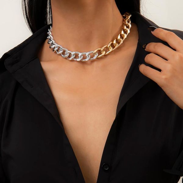 chains 2021 hip hop thick cuban link chain necklace on neck egirl gold/silver color splicing chunky short choker colar women
chains 2021 hip hop thick cuban link chain necklace on neck egirl gold/silver color splicing chunky short choker colar women