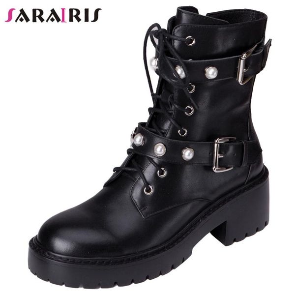 boots sarairis brand female 2021 ankle women genuine leather chunky high heels zip buckle cross tied shoes woman, Black
boots sarairis brand female 2021 ankle women genuine leather chunky high heels zip buckle cross tied shoes woman, Black