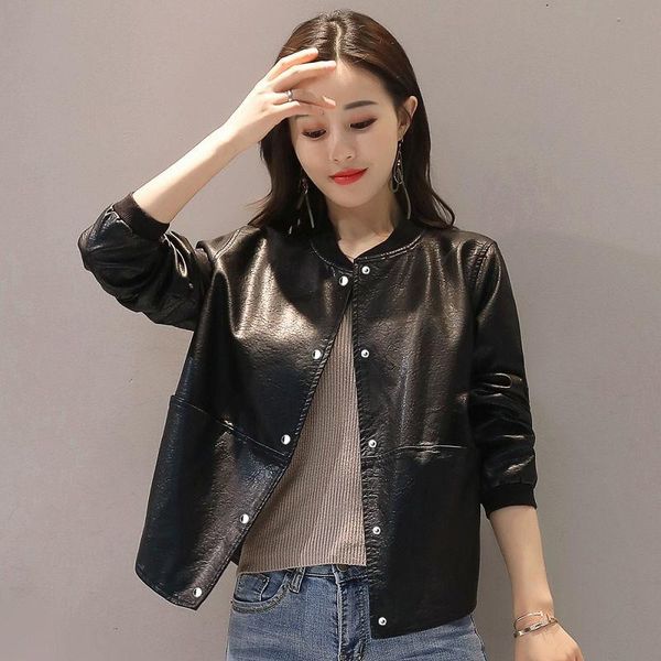 women's leather & faux short jacket women 's 2021 spring and autumn korean -style stand collar long-sleeved single-breasted pu, Black
women's leather & faux short jacket women 's 2021 spring and autumn korean -style stand collar long-sleeved single-breasted pu, Black