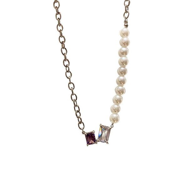 chains titanium steel personality splicing sautoir purple crystal pearl necklace chain female fashion of clavicle, Silver
chains titanium steel personality splicing sautoir purple crystal pearl necklace chain female fashion of clavicle, Silver