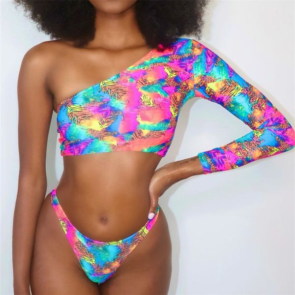 one shoulder swimsuit women swimwear long sleeve swimming suit mid waist push up bikinis set bathers two pieces tie dye biquinis
one shoulder swimsuit women swimwear long sleeve swimming suit mid waist push up bikinis set bathers two pieces tie dye biquinis