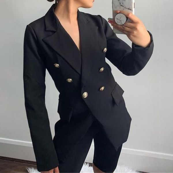 women's suits & blazers solid color women office formal double breasted buttons blazer slim fit medium long womens for business, White;black
women's suits & blazers solid color women office formal double breasted buttons blazer slim fit medium long womens for business, White;black