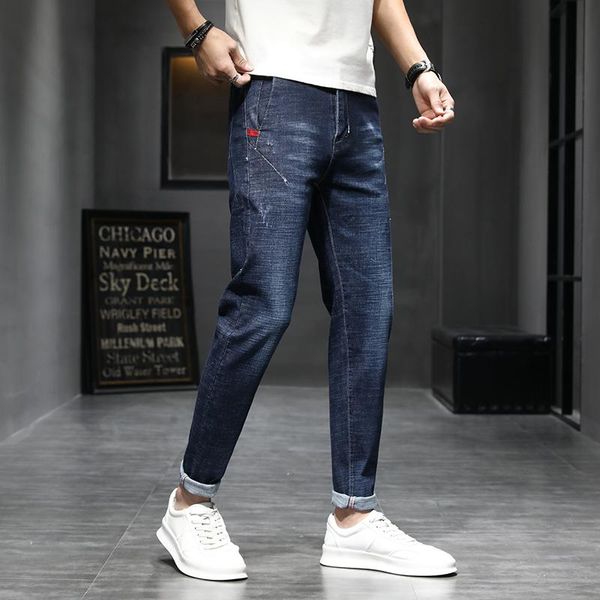 men's jeans men fashion pure color cotton vintage wash pencil pants skinny stretch casual work exercise trousers, Blue
men's jeans men fashion pure color cotton vintage wash pencil pants skinny stretch casual work exercise trousers, Blue