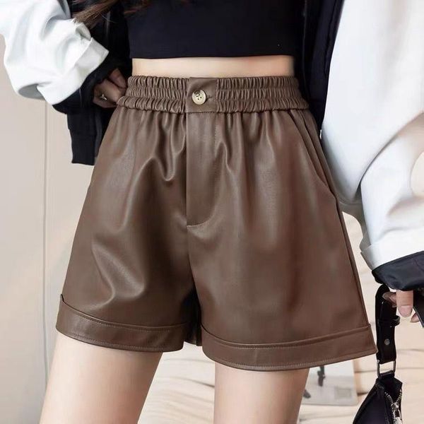 women's shorts 2021 women autumn winter high waist pu leather female zipper wide leg ladies casual loose solid q818, White;black
women's shorts 2021 women autumn winter high waist pu leather female zipper wide leg ladies casual loose solid q818, White;black