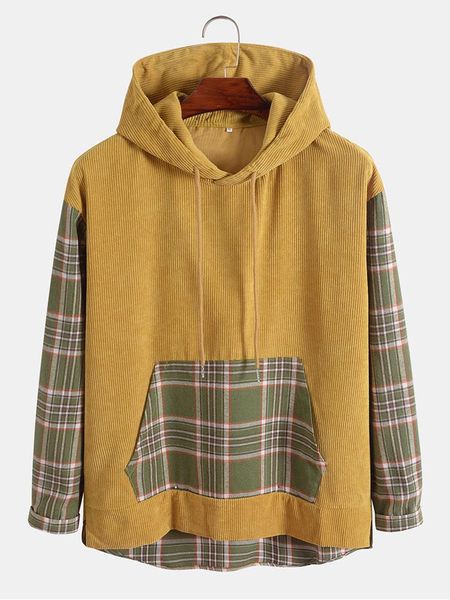 men's hoodies & sweatshirts hooded sweatshirt long sleeve fall corduroy plaid fashion pouch japanese casual 2021, Black
men's hoodies & sweatshirts hooded sweatshirt long sleeve fall corduroy plaid fashion pouch japanese casual 2021, Black