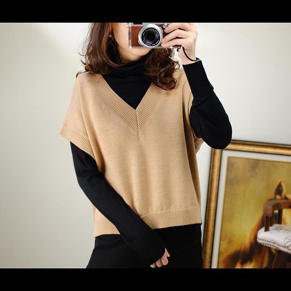 women's vests spring loose sleeveless sweater knit vest solid color short pullover v-neck cashmere wool coat, Black;white
women's vests spring loose sleeveless sweater knit vest solid color short pullover v-neck cashmere wool coat, Black;white