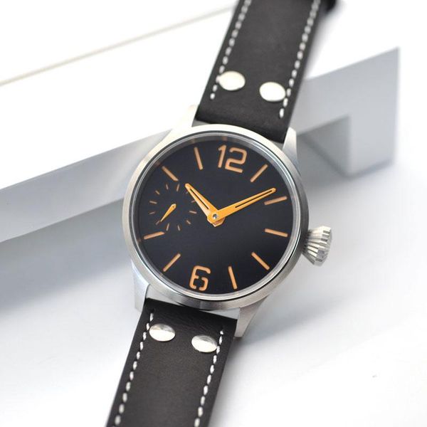 wristwatches corgeut hand winding 6497 movement 43mm black sterile luminous dial sapphire glass fashion at 9 o'clock waterproof men, Slivery;brown
wristwatches corgeut hand winding 6497 movement 43mm black sterile luminous dial sapphire glass fashion at 9 o'clock waterproof men, Slivery;brown
