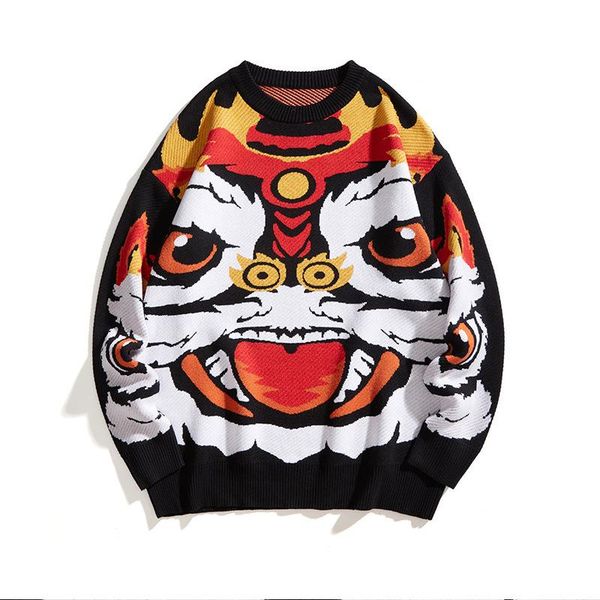 men's sweaters streetwear fashion sweater men hip hop kintted anime casual loose knitwear funny pullover mens clothing autumn winter, White;black
men's sweaters streetwear fashion sweater men hip hop kintted anime casual loose knitwear funny pullover mens clothing autumn winter, White;black