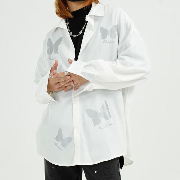 male streetwear hip hop vintage fashion loose shirts men reflective butterfly print long sleeve casual shirt men's, White;black
male streetwear hip hop vintage fashion loose shirts men reflective butterfly print long sleeve casual shirt men's, White;black