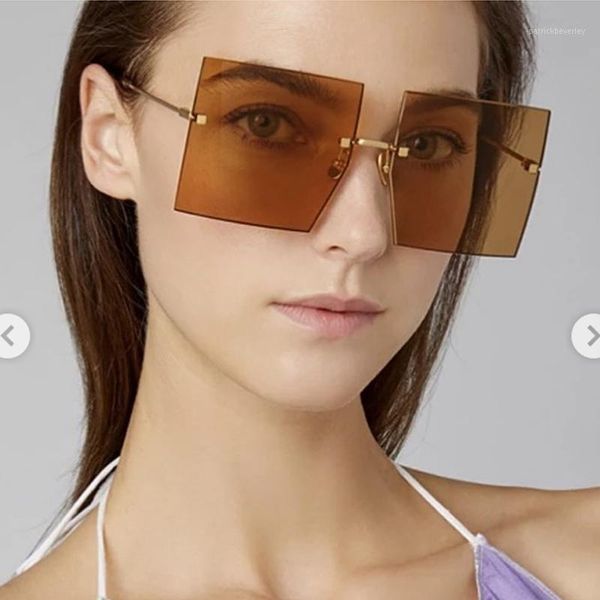 sunglasses fashion women 2021 oversized rimless sun glasses woman square shades uv400 gafas, White;black
sunglasses fashion women 2021 oversized rimless sun glasses woman square shades uv400 gafas, White;black