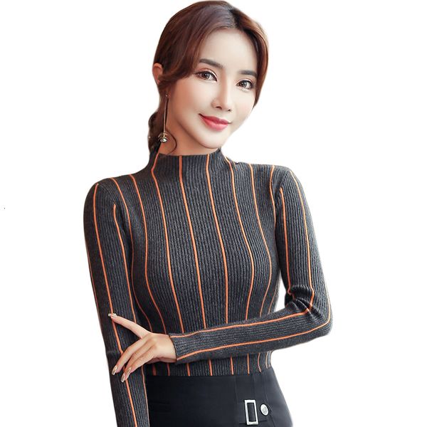 women's sweaters female sweater with half striped collar, long sleeve for autumn and winter cemh, White;black
women's sweaters female sweater with half striped collar, long sleeve for autumn and winter cemh, White;black
