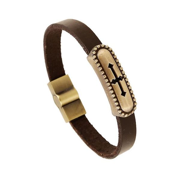 bangle charm cross genuine leather men's bracelet punk retro male metal button classic cuff party jewelry gift, Black
bangle charm cross genuine leather men's bracelet punk retro male metal button classic cuff party jewelry gift, Black