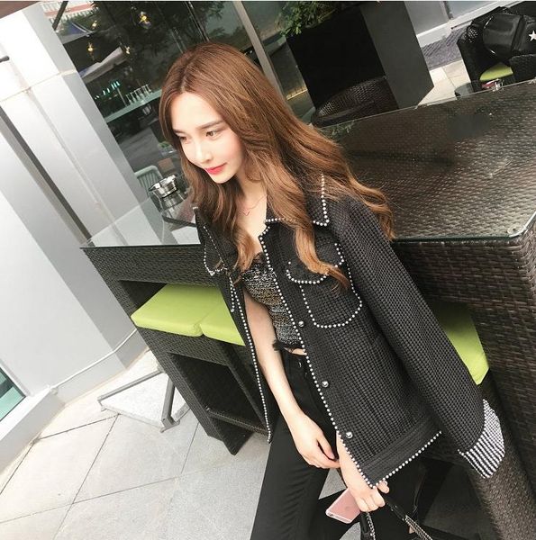 women's jackets female floral beading pearls tweed black woolen long sleeve fashion coat clothing 2021 jacket women, Black;brown
women's jackets female floral beading pearls tweed black woolen long sleeve fashion coat clothing 2021 jacket women, Black;brown