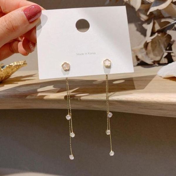 925 silver needle four leaf grass tassel feminine temperament exquisite long earrings simple sweet flowers french earrings, Black
925 silver needle four leaf grass tassel feminine temperament exquisite long earrings simple sweet flowers french earrings, Black