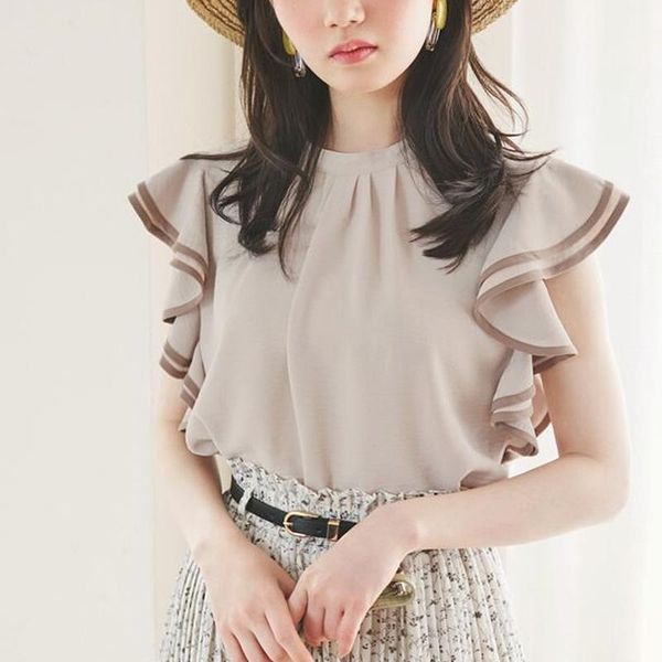 women's blouses & shirts sweet shic flying sleeve summer women elegant ruffles solid femme fashion contrast color ropa mujer, White
women's blouses & shirts sweet shic flying sleeve summer women elegant ruffles solid femme fashion contrast color ropa mujer, White