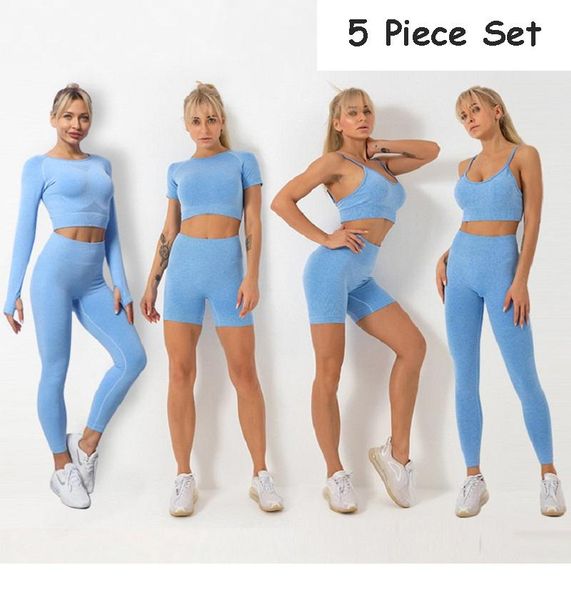 female solid color yoga 5 piece set gym running sportswear bra++high waist pants suit fitness sports workout clothing women's two, White
female solid color yoga 5 piece set gym running sportswear bra++high waist pants suit fitness sports workout clothing women's two, White