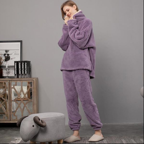 winter warm velvet purple pajama womens sleepwears set 100% flannel atoff home satin sleepwear fashion plush silk soft nightwear, Black;red
winter warm velvet purple pajama womens sleepwears set 100% flannel atoff home satin sleepwear fashion plush silk soft nightwear, Black;red