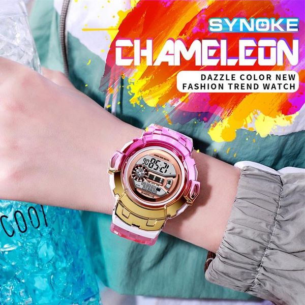 wristwatches colorful digital for women waterproof gradient led display dial feminino relogio ladies electronic watches, Slivery;brown
wristwatches colorful digital for women waterproof gradient led display dial feminino relogio ladies electronic watches, Slivery;brown
