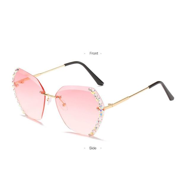 the trendy rimless sunglasses lens diamond-studded polygonal female personality ocean piece gradient color glasse, White;black
the trendy rimless sunglasses lens diamond-studded polygonal female personality ocean piece gradient color glasse, White;black