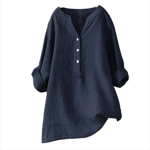 plus size solid color womens shirts v neck long sleeve loose linen blouse casual office clothing female, White
plus size solid color womens shirts v neck long sleeve loose linen blouse casual office clothing female, White