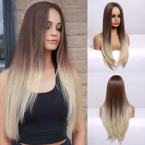 long straight brown to blonde ombre synthetic wigs for women natural hair wig heat resistant cosplay wigs1, Black
long straight brown to blonde ombre synthetic wigs for women natural hair wig heat resistant cosplay wigs1, Black