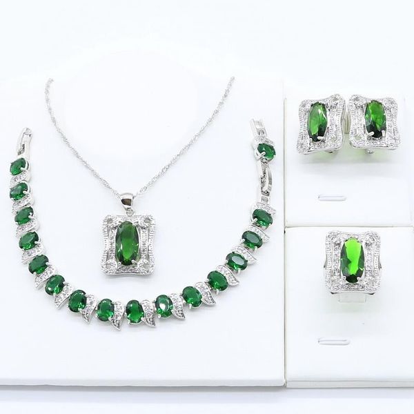 wedding jewelry sets green crystal geometric 925 silver for women bracelet necklace pendant ring hoop earrings birthday gift, Slivery;golden
wedding jewelry sets green crystal geometric 925 silver for women bracelet necklace pendant ring hoop earrings birthday gift, Slivery;golden