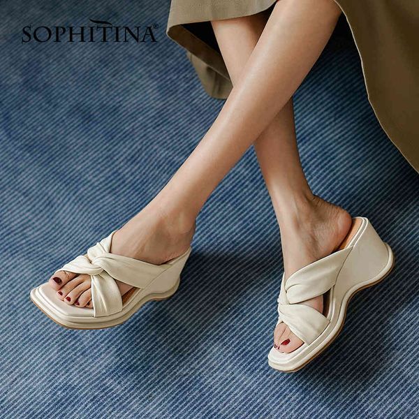 sophitina slippers women casual summer wedges platform cross sheepskin leather slippers outdoor comfort commute lady shoes ao920 210513, Black
sophitina slippers women casual summer wedges platform cross sheepskin leather slippers outdoor comfort commute lady shoes ao920 210513, Black