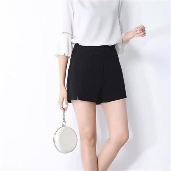 women's shorts women spring summer clothing casual high waist a-line 2021 loose chiffon culottes chic lady suit skirts, White;black
women's shorts women spring summer clothing casual high waist a-line 2021 loose chiffon culottes chic lady suit skirts, White;black