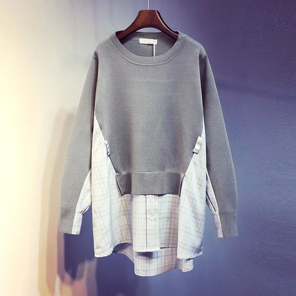autumn long sleeve jumper knitted loose fashion pullover femme hit color splice fake two-piece sweater women's sweaters, White;black
autumn long sleeve jumper knitted loose fashion pullover femme hit color splice fake two-piece sweater women's sweaters, White;black