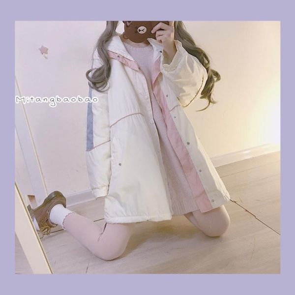 women's jackets warm macaron color patchwork cute winter long coat loose outwear oversized girl thin student style, Black;brown
women's jackets warm macaron color patchwork cute winter long coat loose outwear oversized girl thin student style, Black;brown