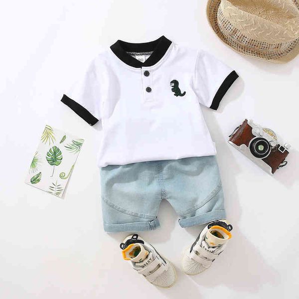 summer boy baby clothes suit cartoon dinosaur shirt solid denim shorts 2 piece set children's clothing set costumes for kids g220310, White
summer boy baby clothes suit cartoon dinosaur shirt solid denim shorts 2 piece set children's clothing set costumes for kids g220310, White
