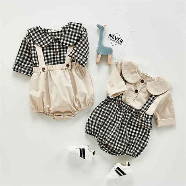 infant baby boys girls long sleeve cute grid shirt + braces rompers clothing sets spring autumn kids girl suit clothes 210521, White
infant baby boys girls long sleeve cute grid shirt + braces rompers clothing sets spring autumn kids girl suit clothes 210521, White