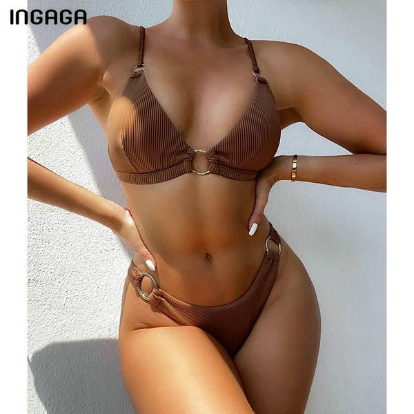 women's swimwear ingaga ribbed bikini set ring women swimsuit 2021 push up biquini bathing suit high cut beach wear summer, White;black
women's swimwear ingaga ribbed bikini set ring women swimsuit 2021 push up biquini bathing suit high cut beach wear summer, White;black