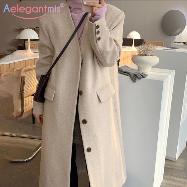 aelegantmis korean v neck loose woolen coat women casual elegant thick warm long jacket female outwear oversized women's wool &, Black
aelegantmis korean v neck loose woolen coat women casual elegant thick warm long jacket female outwear oversized women's wool &, Black