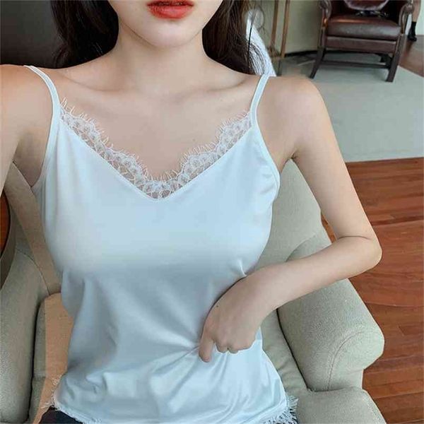 women clothes silk v-neck pullover crop lace geometry sleeveless casual womens harajuku tank 210507, White
women clothes silk v-neck pullover crop lace geometry sleeveless casual womens harajuku tank 210507, White