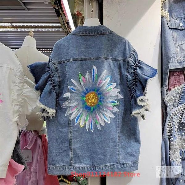 spring age-reducing beaded small chrysanthemum denim jacket female european trend brand lotus leaf sleeve cardigan women's jackets, Black;brown
spring age-reducing beaded small chrysanthemum denim jacket female european trend brand lotus leaf sleeve cardigan women's jackets, Black;brown