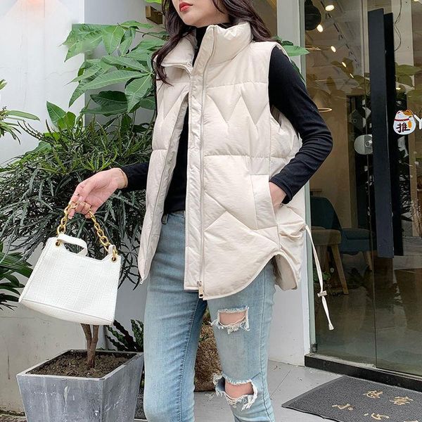 women's vests 2021 women's autumn winter korean fashion solid sleeveless warm vest coat elegant women loose cotton padded outwear z, Black;white
women's vests 2021 women's autumn winter korean fashion solid sleeveless warm vest coat elegant women loose cotton padded outwear z, Black;white