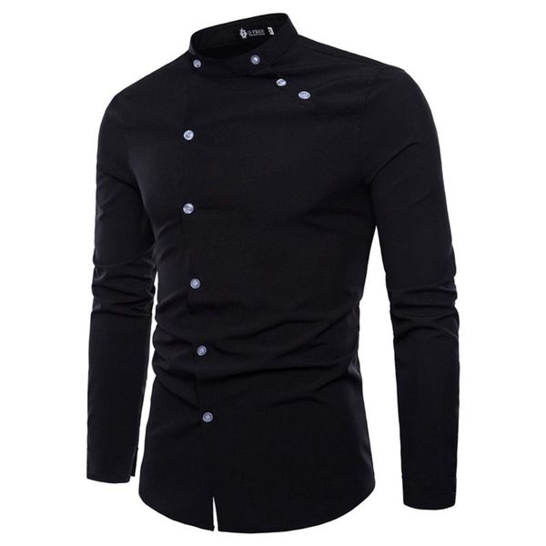 men's casual shirts men 2021 winter autumn solid color irregular button blouse long sleeve slim camisas para hombre mens shirt, White;black
men's casual shirts men 2021 winter autumn solid color irregular button blouse long sleeve slim camisas para hombre mens shirt, White;black