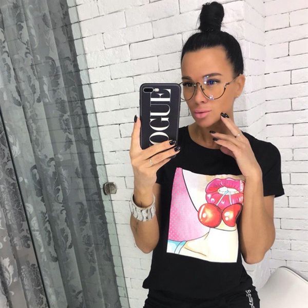 women's t-shirt lady summer women t-shirts casual ladies short sleeve sequined cherry print female shirt fashion top, White
women's t-shirt lady summer women t-shirts casual ladies short sleeve sequined cherry print female shirt fashion top, White